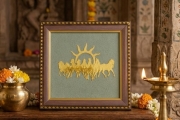 7 Horses on Raw Pyrite Frame 